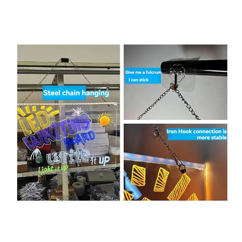 Papan Catatan Akrilik LED 7 Warna ABRJ-Can Be Hung, Dapat Digantung, Dapat Dihapus, Dilengkapi Stand, Daya USB, Dapat Ditulis Ulang, Lampu Malam