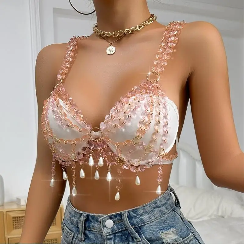 

Y3ne Beautiful Hollow Out Top Top Top Top Beadging Vest для женщин