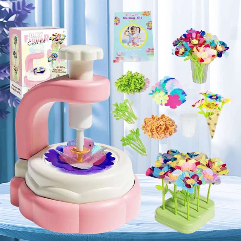 Flower Bouquets Toys Handmade DIY Craft Kits Girls Embossing Machine Toys Parent Child Interactive Puzzle Toy Xmas Girls Gifts