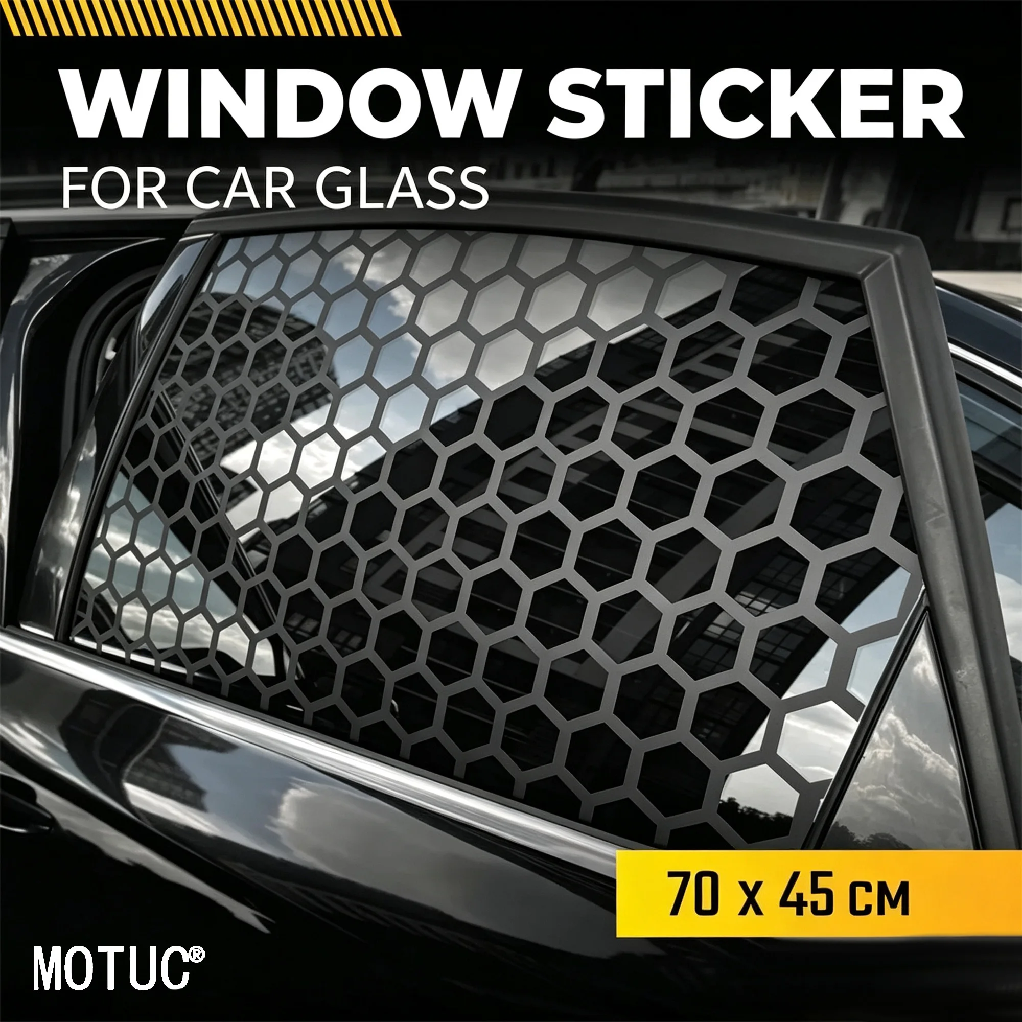1Set Large Matte Black Honeycomb Pattern Car Stickers Van Decals Waterproof DIY SUV Window Side Body Craetive Sunshade Car Film