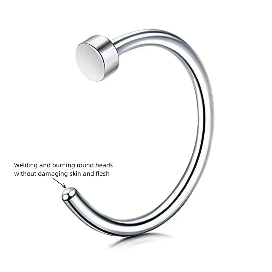 1pcs Stainless Steel Magnetic False Nose Ring Non Perforated Nose Clip Hip-hop Magnetic Horseshoe Ring Jewelry