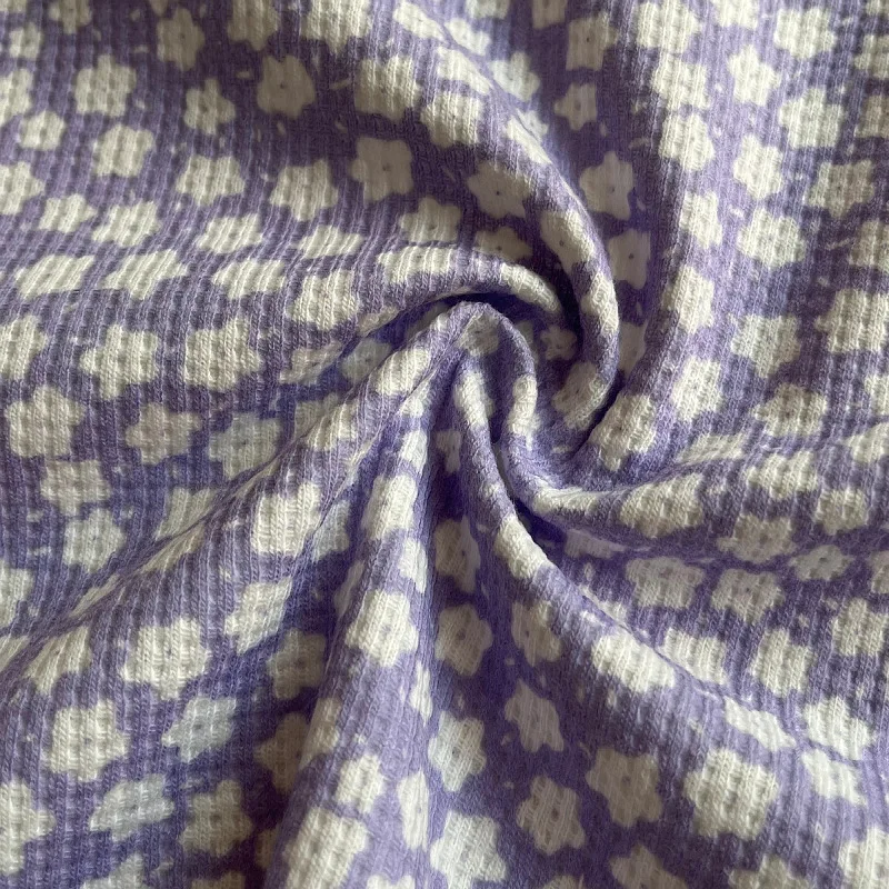 高品質ワッフルプリント生地、衣類用通気性テクスチャ素材、ドレス/シャツ/衣料品用