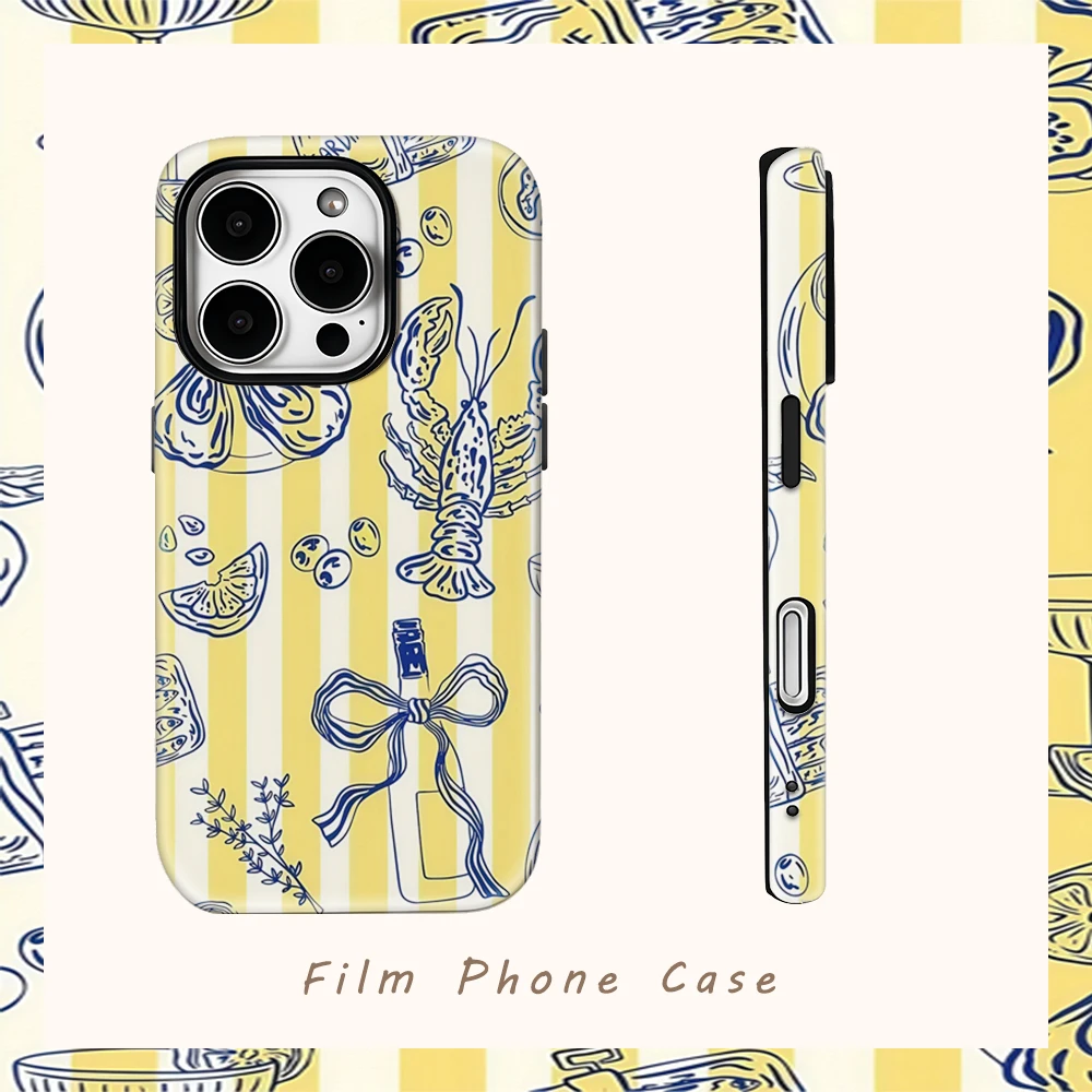 Yellow Beach Summer Ocean Phone Case for IPhone 16 15 14 13 12 11 X XS XR XSMAX 7 8 Pro Max Plus Double-layer Back Cover