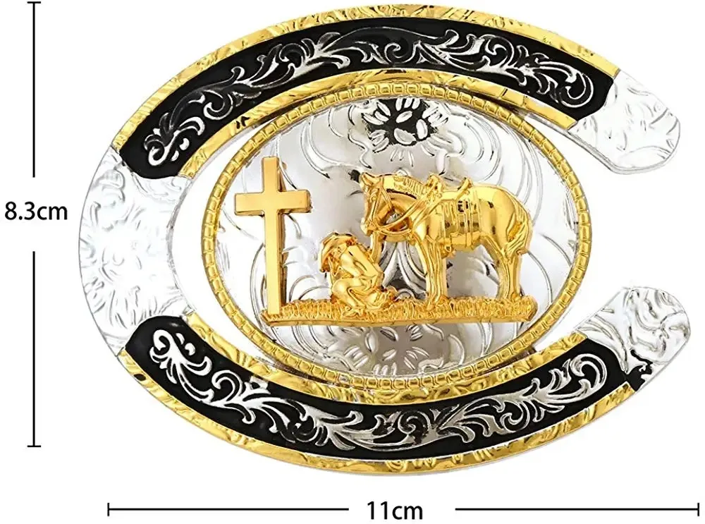 Mix złoty krzyż modlitwa klamra dla mężczyzny zachodnia kowbojska klamra bez paska niestandardowy stop szerokość 4cm