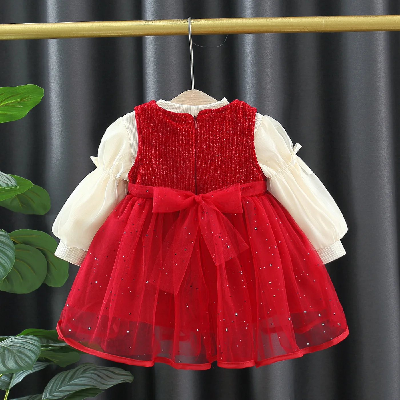 Girl Suit New Autumn Winter Fashion Style Sets Baby Fleece Thick Solid Bottoming Shirt Princess Skirt Red Dress Two Piece Suit