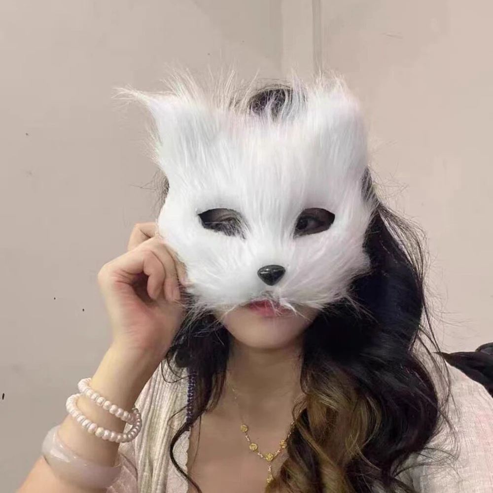 Anime Fox Mask Cosplay guanti di peluche tuta di coda bestia Fursuit Lolita accessori animali Halloween Masquerade Prop