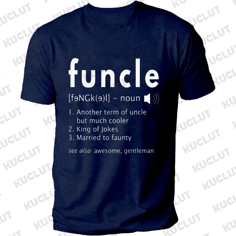 Mens Funcle Shirt Funny Uncle Definition T-Shirt Uncle Gift T Shirt Graphic Shirts Casual Short Sleeved Black Tee Shirts Tops