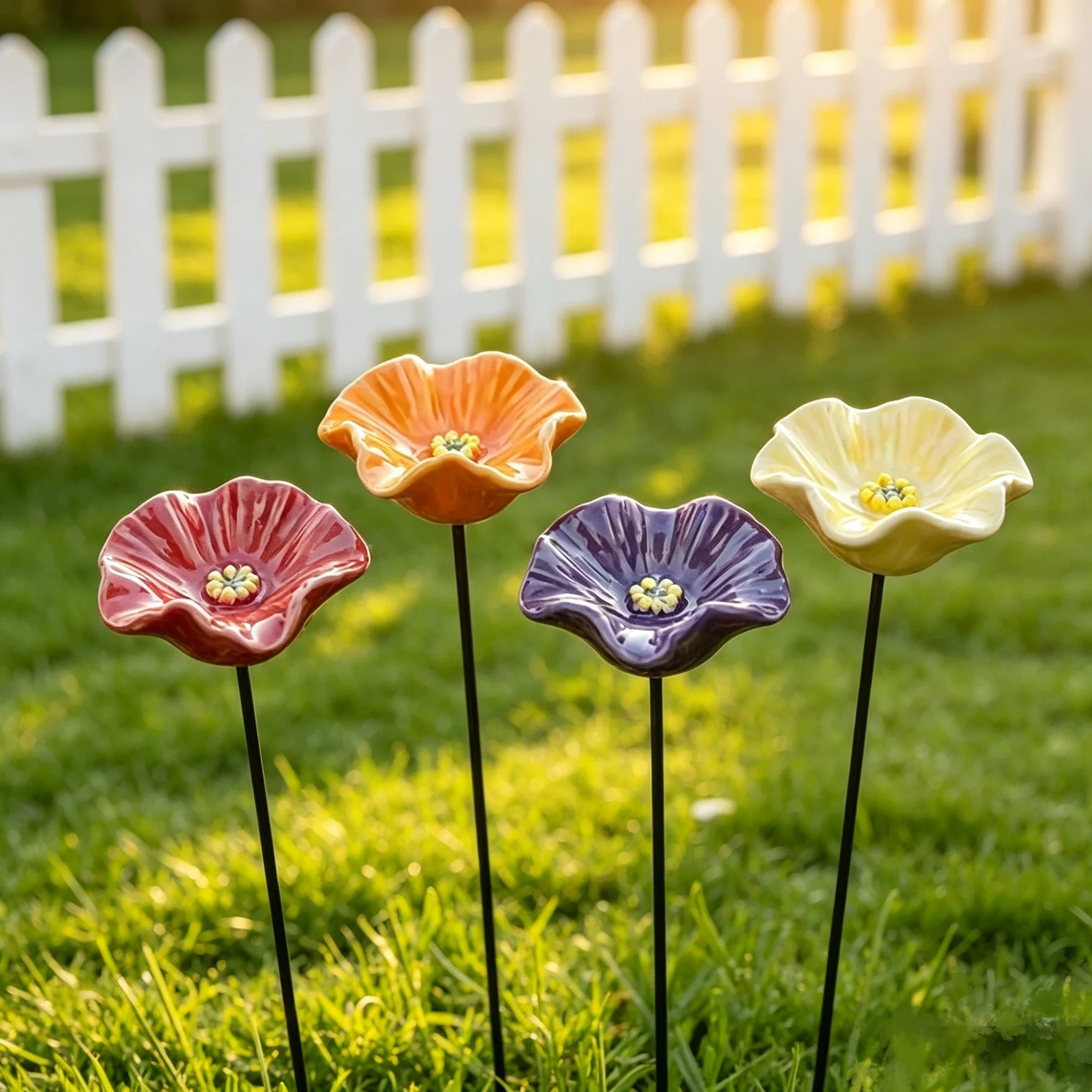 Creative Portable Bee Water Feeder Resin Flower Stake Drinking Fountain Holder Bee Watering Station Bird Bath Stand Outdoor