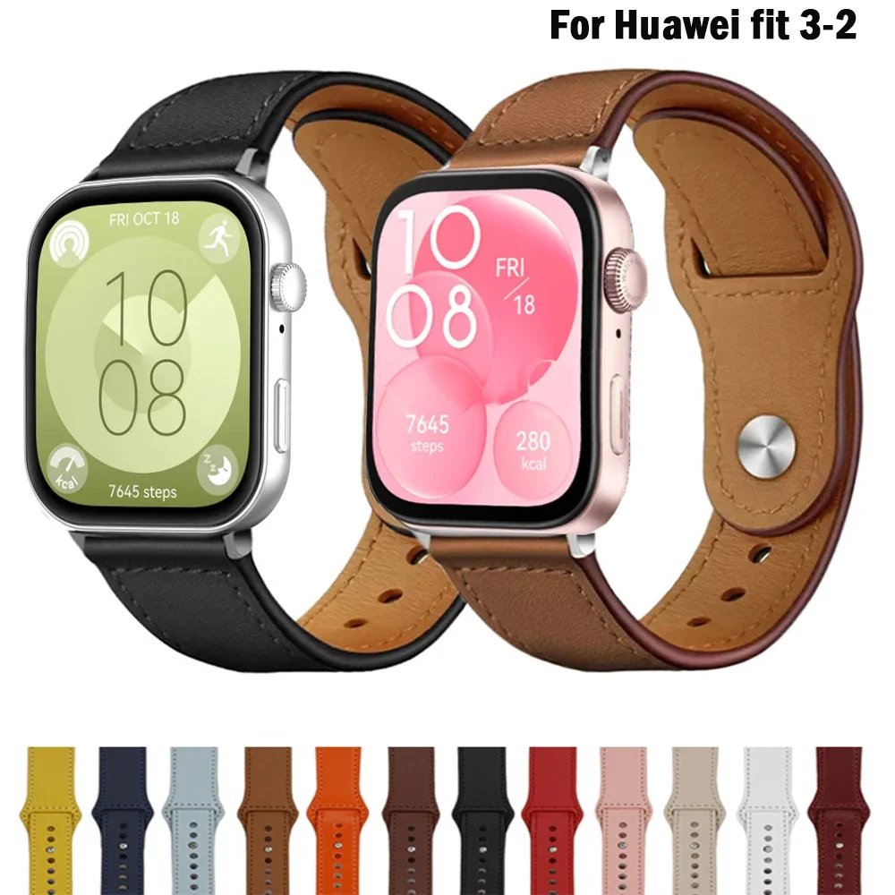 Ремешок кожаный для Huawei Watch Fit 3, сменный Браслет для смарт-часов Huawei Watch Fit 3, аксессуары для наручных часов