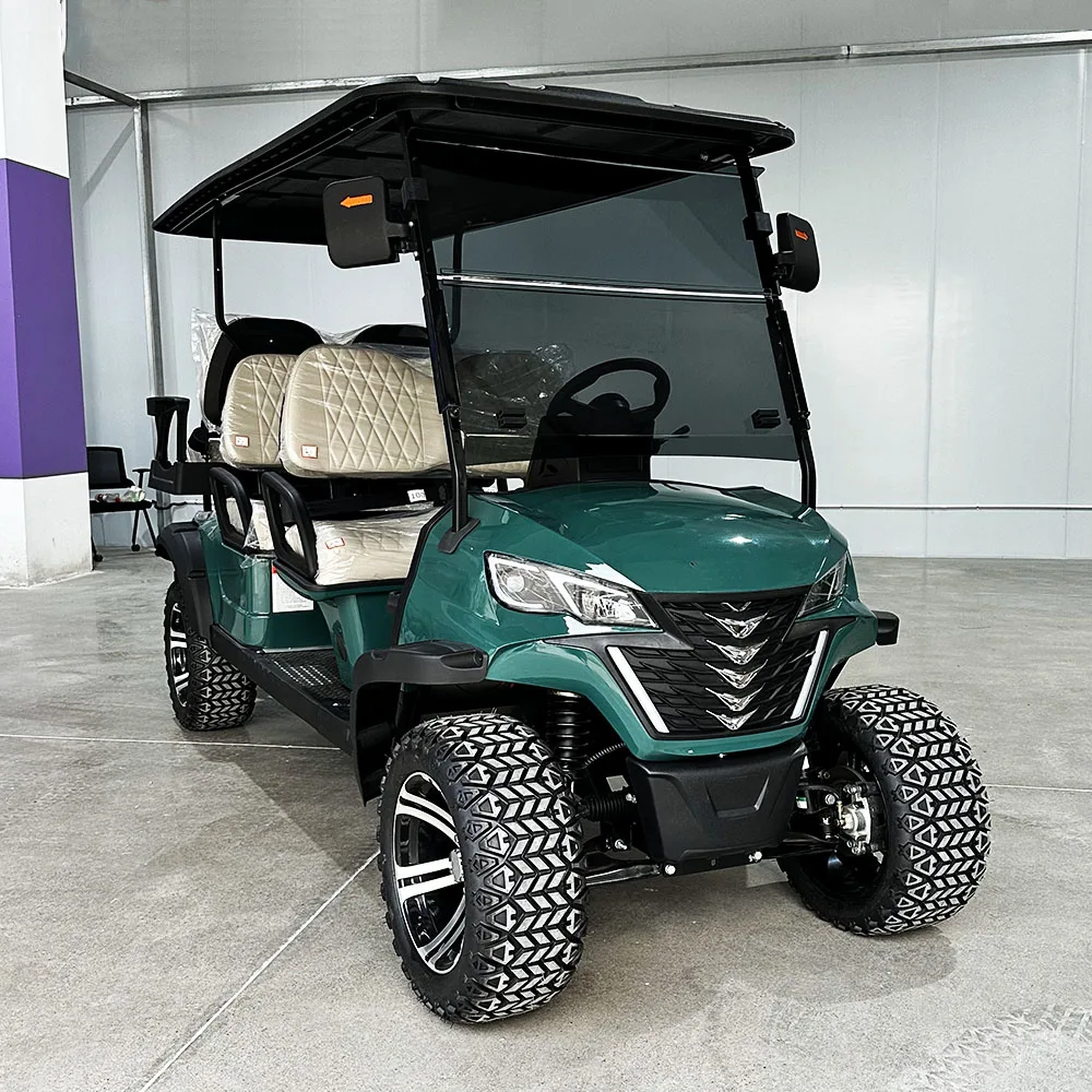 Carrinho de golfe elétrico com bateria de lítio Carrinho de golfe levantado 4 lugares, 7500w 72v carrinho de golfe levantado, utilitário carro, caça, design de luxo, fábrica chinesa