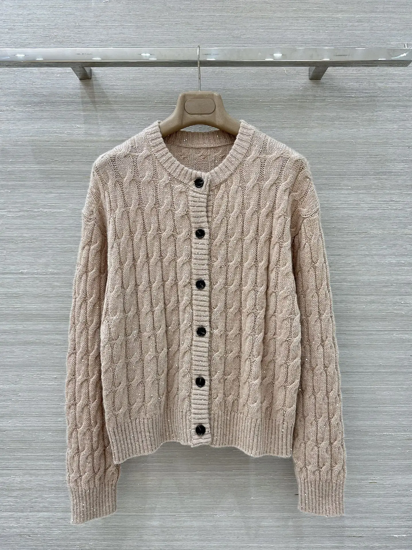 

Women Twisted Cardigan Mohair Single Breasted Knitted Sweater
