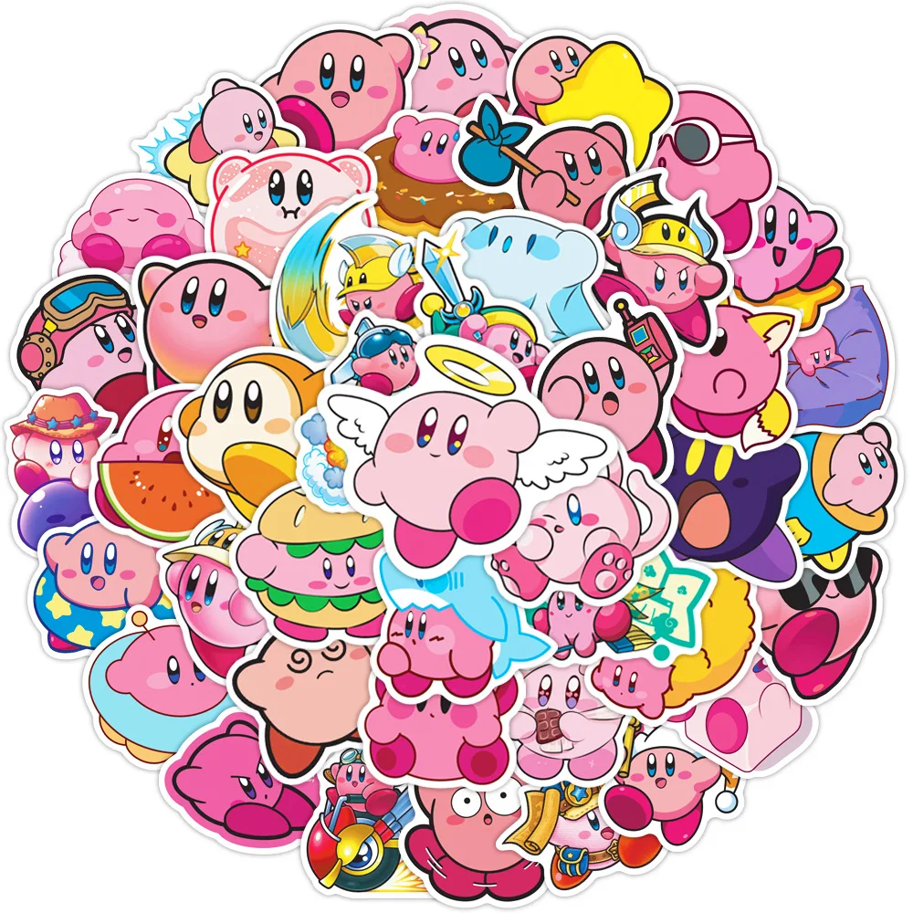 50PCS Game Kawaii Kirby Stickers Decals Classic Toys DIY Phone Luggage Guitar Car Cartoon Graffiti Sticker Kids Gift