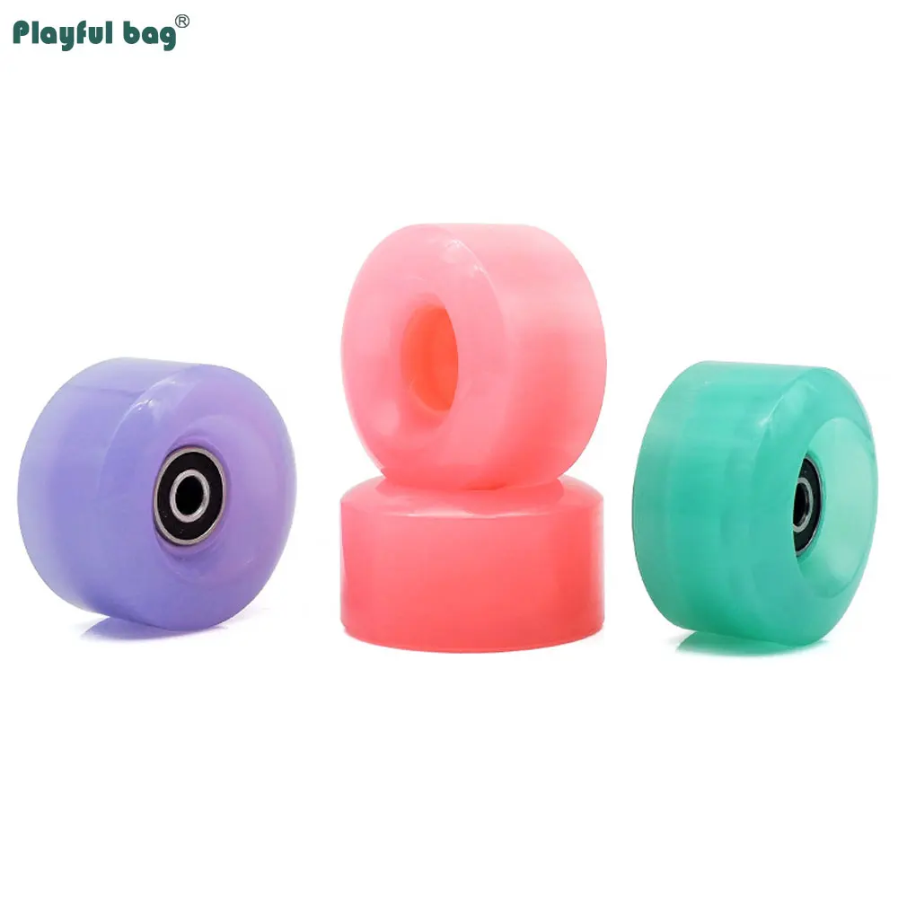 82A Jelly Color PU Wheels For Double Roller Skates Skateboard 58x32MM With Bearings Wear-resistant Accessories AMB284