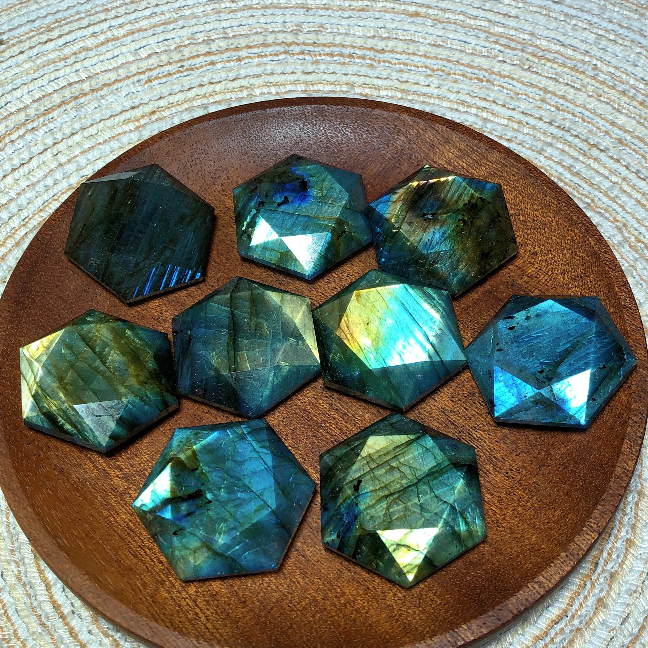 Natural Crystals Labradorite Hexagram Blue Golden Flash Reiki Healing High Quality Wholesale Carving Energy Gift Mineral Ore