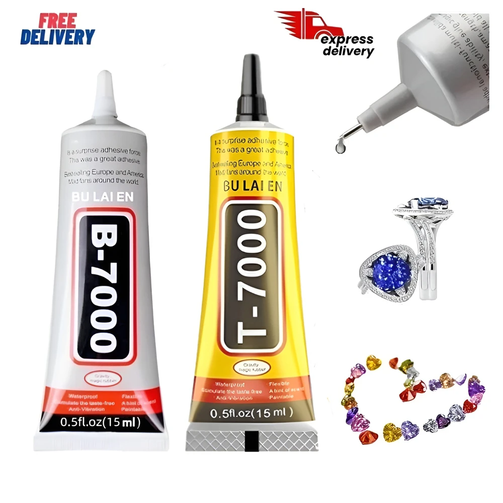 15/50/110ML B7000 T-7000  Clear and Black Slow Drying Soft Flexible Glue for Phone Screen Frame Battery Back Cover Diamond Craft