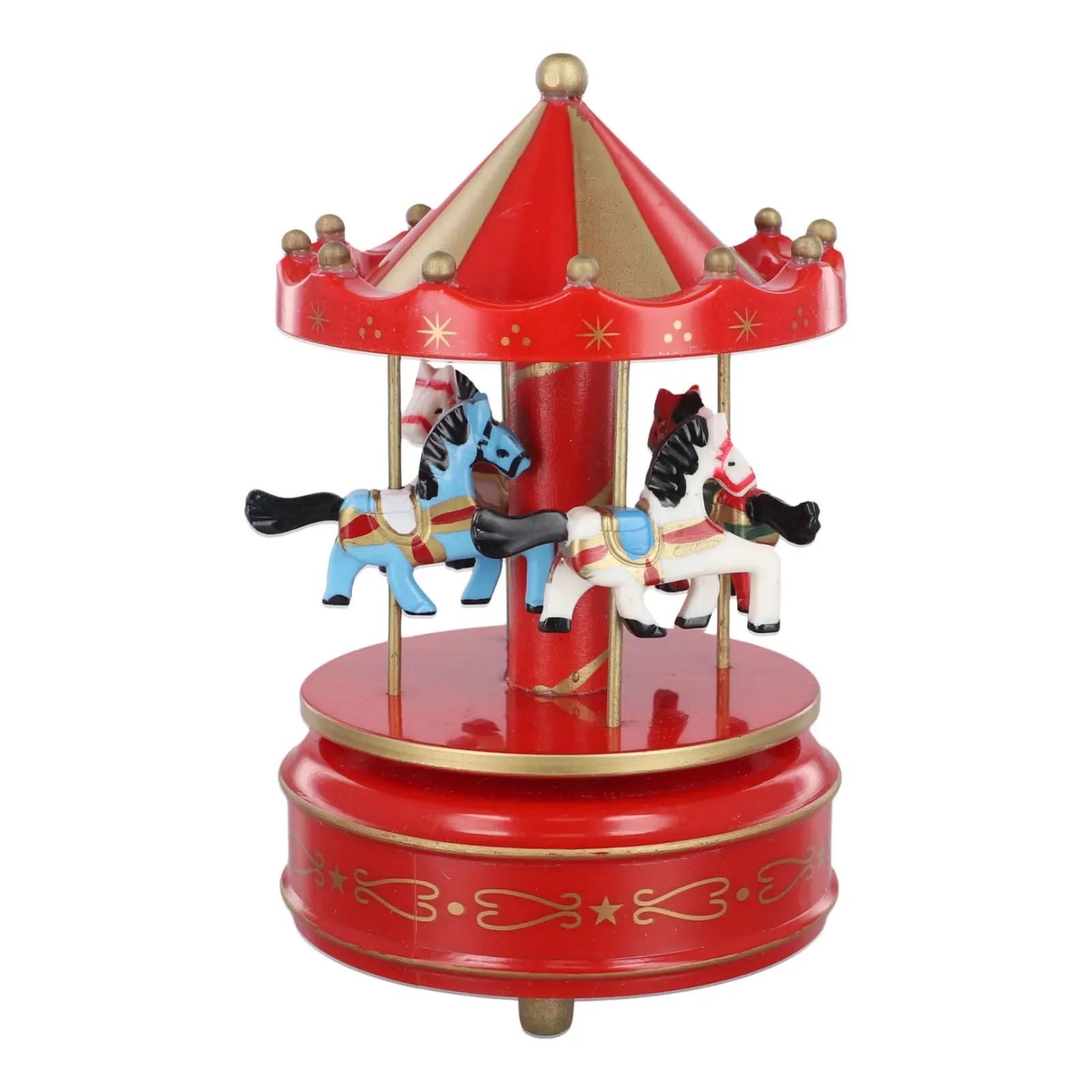 Christmas Birthday Carousel Music Box With Vintage Pink Wooden Merry Go Round Horse Nostalgic Design Lightweight And Portable