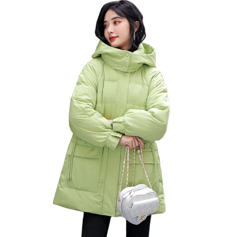 

2022 Winter Parka Hooded Down Cotton Women Jacket Thick Warm Cotton Padded Coat Female Mid Long Oversize Snow Overcoat Jackets