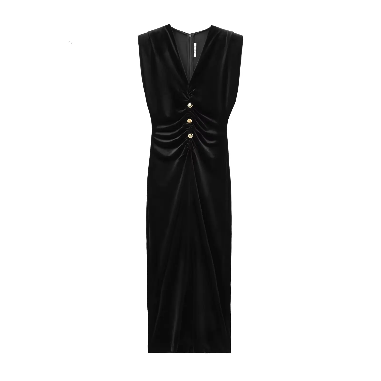 

European and American style new temperament versatile V-neck slim sleeveless velvet dress