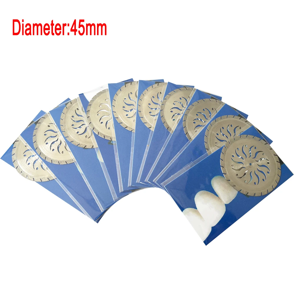 AG 10PCS Dental lab Double Sided Diamond Cutting Disc 45/50mm for separating polishing ceramic crown plaster or jade