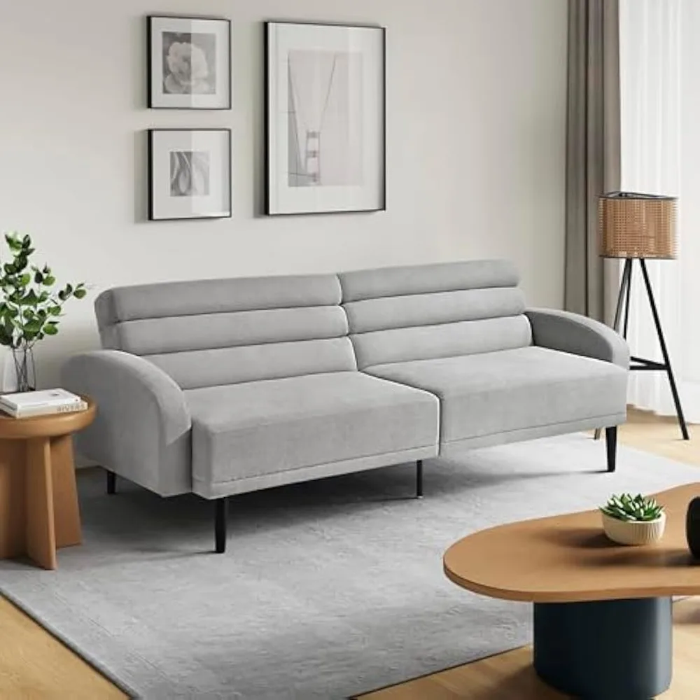 

77" Split Back Convertible Sofa,Comfort, Tufted Back, Solid Wood Legs w/Metal Support Leg,Woven Polyester Fabric Sofas