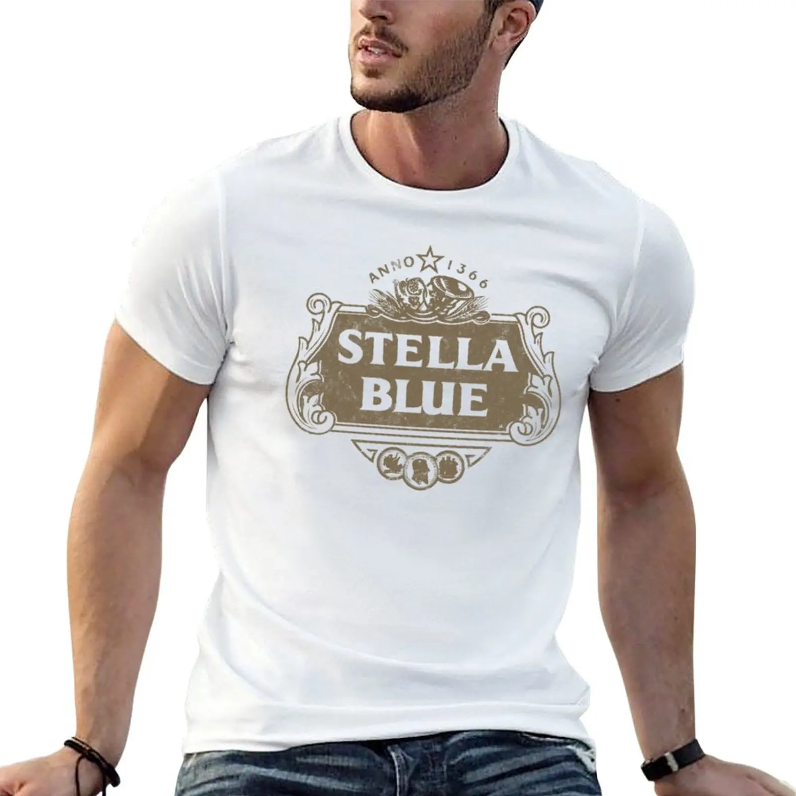 T-shirt Stella Blue décontracté en coton doux à manches courtes