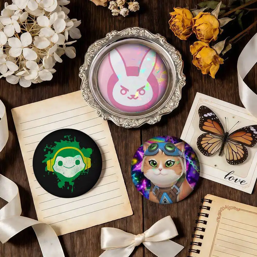 Game Jetpack Cat Sombra Overwatch HD   Soft Button Pin Round Metal Badge Lapel Pin Parts Gift Friends Kid Jewelry