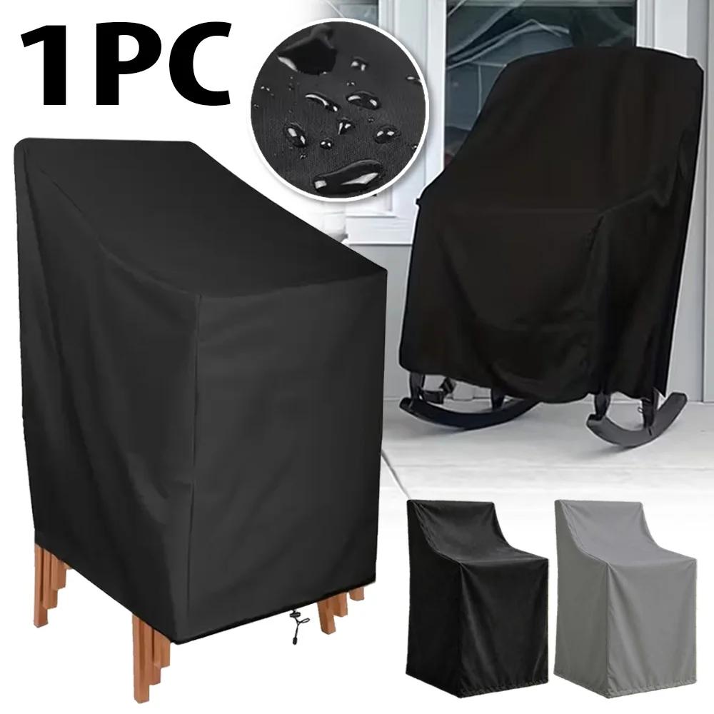210D Oxford Stackable Garden Chair Cover Waterproof Durable Outdoor Patio Furniture Protective Cover for Backyard Stacking Chair