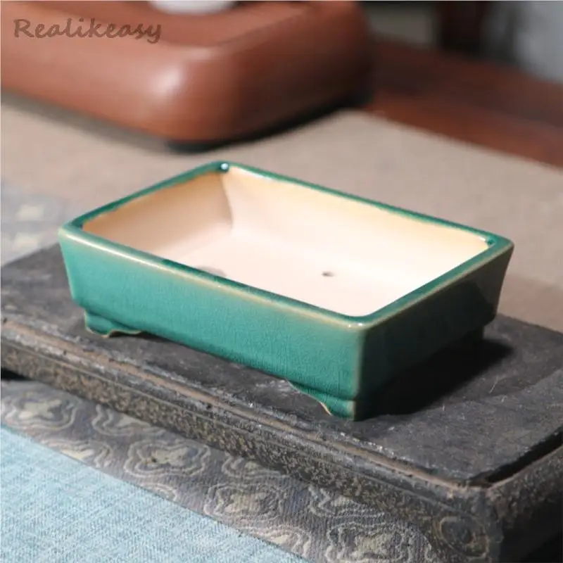 Rectangular Ceramic Bonsai Pot Classical Chinese Style Zen Landscape Flower  Pot Tabletop Glaze Decoration Bonsai Pot Home Decor - AliExpress 15