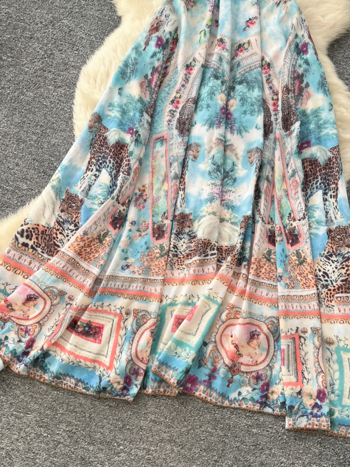 Beach Vaion Sle imprimé fleuri ter Dr femmes été nouveau noeud taille Cinch Super fée jupe longue