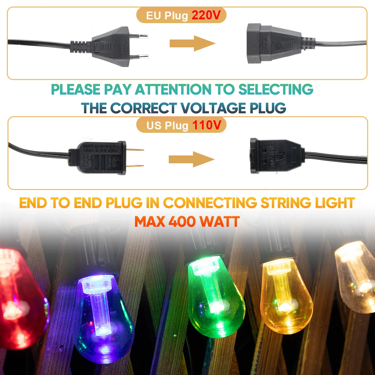 Imagem -04 - Plástico Colorido Led String Lights Inquebrável Impermeável ao ar Livre Quintal Pátio Jardim Luz de Decoração de Natal 220v E27 2w S14