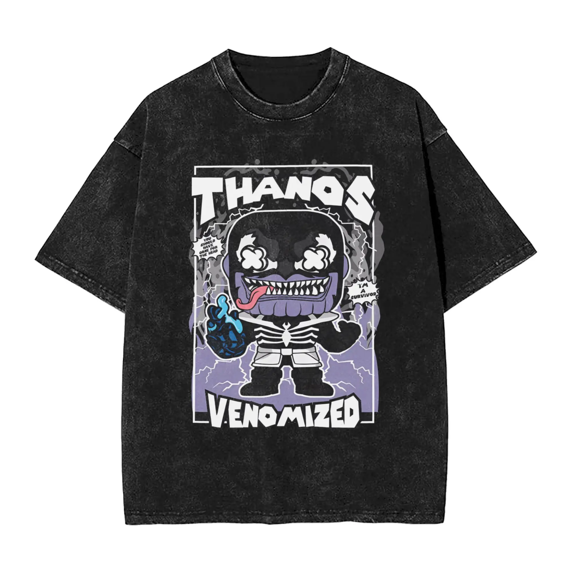 Thanos Venomized T Shirts Men's  Pure Cotton Casual T-Shirt O Neck  Tees Short Sleeve Clothing Classic