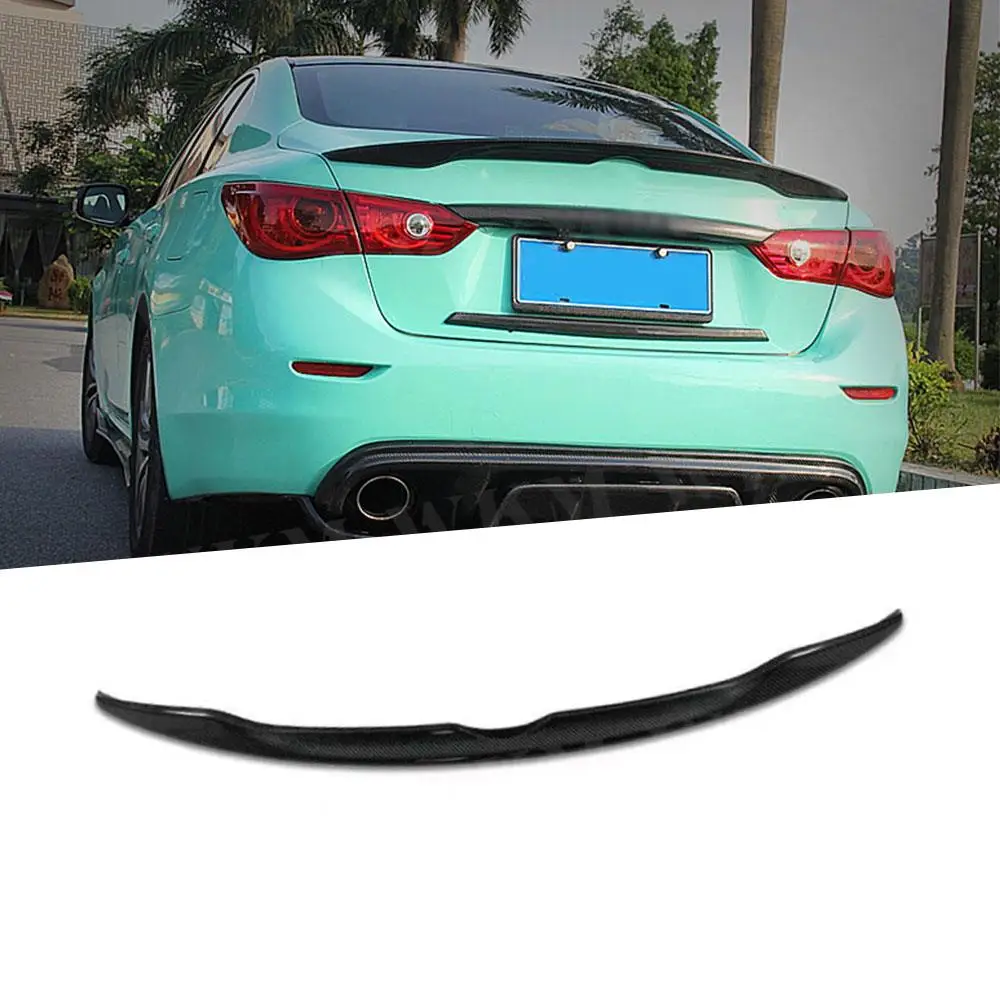 

Real Carbon Fiber Rear Spoiler Boot Lip Wings For Infiniti Q50 Q50S 2014 - 2020 FRP Trunk External Decoration Car Styling