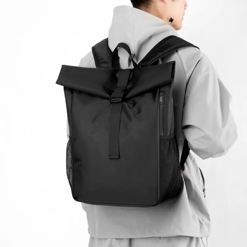 Fashion Men's Backpack Bag Nylon travel Bags High Capacity Air Cushion Belt Laptops School Bags for Men Black Gift - view 2