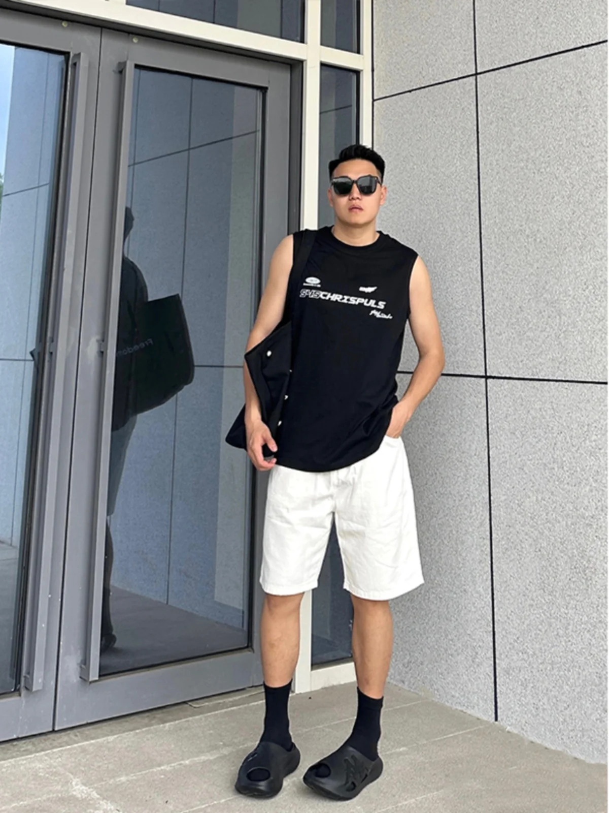 

Мужские летние свободные джинсовые шорты Cleanfit белого цвета, модные, с эффектом потертости, прямого кроя, в стиле High Street