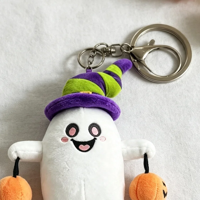 Halloween Ghost Plush Keychain, Cute Spooky Stuffed Toy Pendant for Backpack Keys Festive Party Gift for Kids