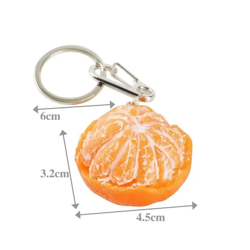 Peeled Tangerine Keychain Lifelike Soft Touch Fruit Charm Sturdy Metal Clasp Bag Ornament Unique Gift for Citrus Fruit Fans