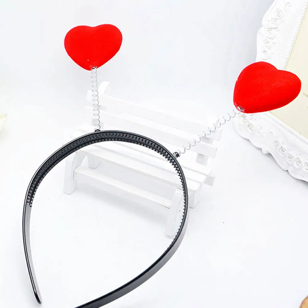 

Red Valentine Headband with Heart Clips Women's Valentines Day Hair Accessory Cupid Theme Party Boppers Love Costume