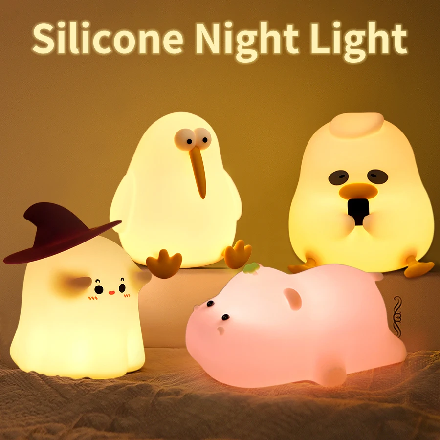 New Silicone Night Light Rechargeable LED Lamp Touch Switch 30Min Timing Bedroom Bedside LED Light Room Decor Children\'s Gift