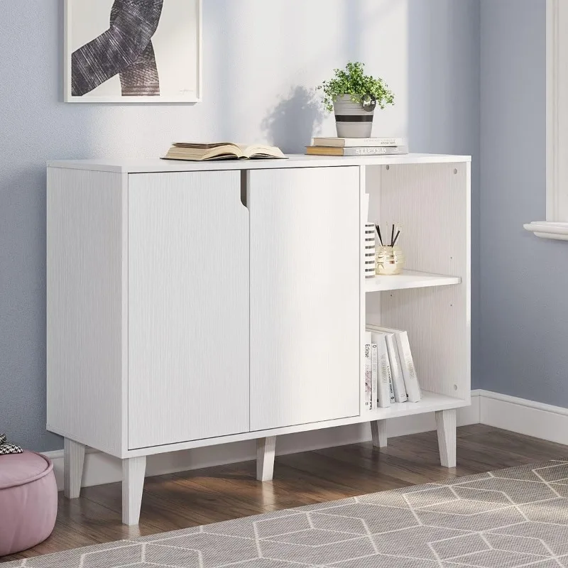 

Kitchen Buffet Cabinet Storage Sideboard with 2 Doors 2 Shelves, White, 41.8" L x 15" W x 32.5" H