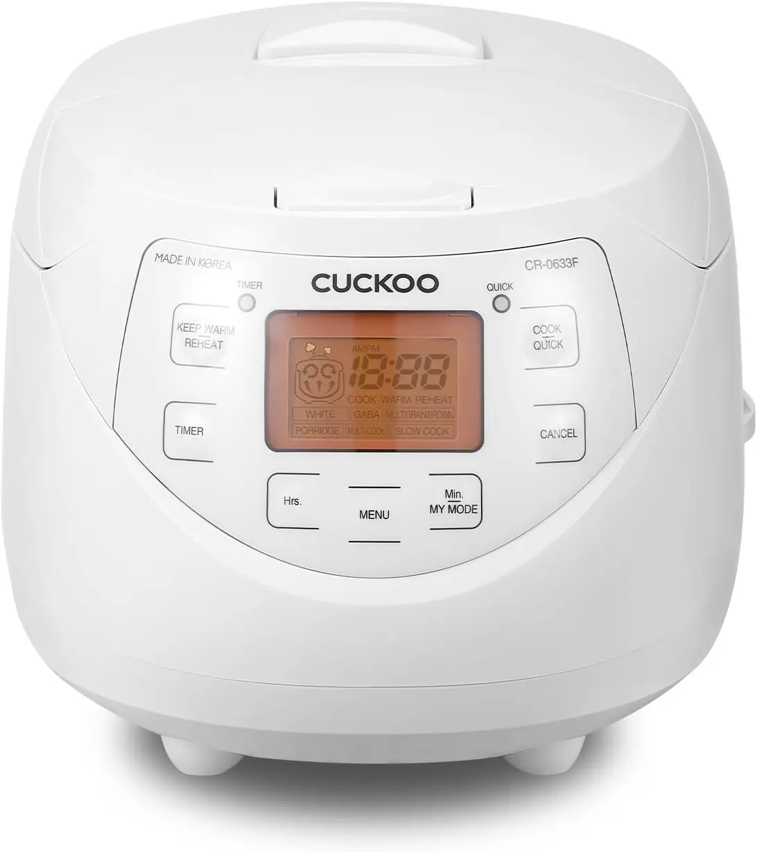 

6-Cup (Uncooked)Rice Cooker | 9 Menu Options: White Rice, Brown Rice & More, Nonstick Inner Pot, Made in Korea | White