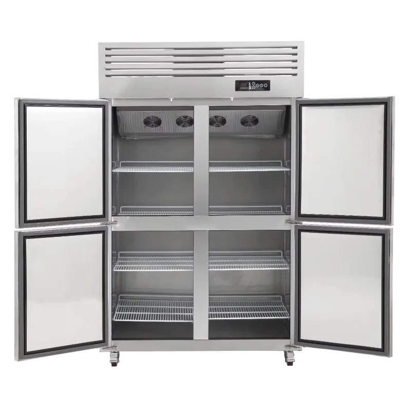 Stainless Steel 4 Door Commercial Refrigerator Freezer Vertical Dual Temperature 10 22 Degree New Design Geladeira Custom