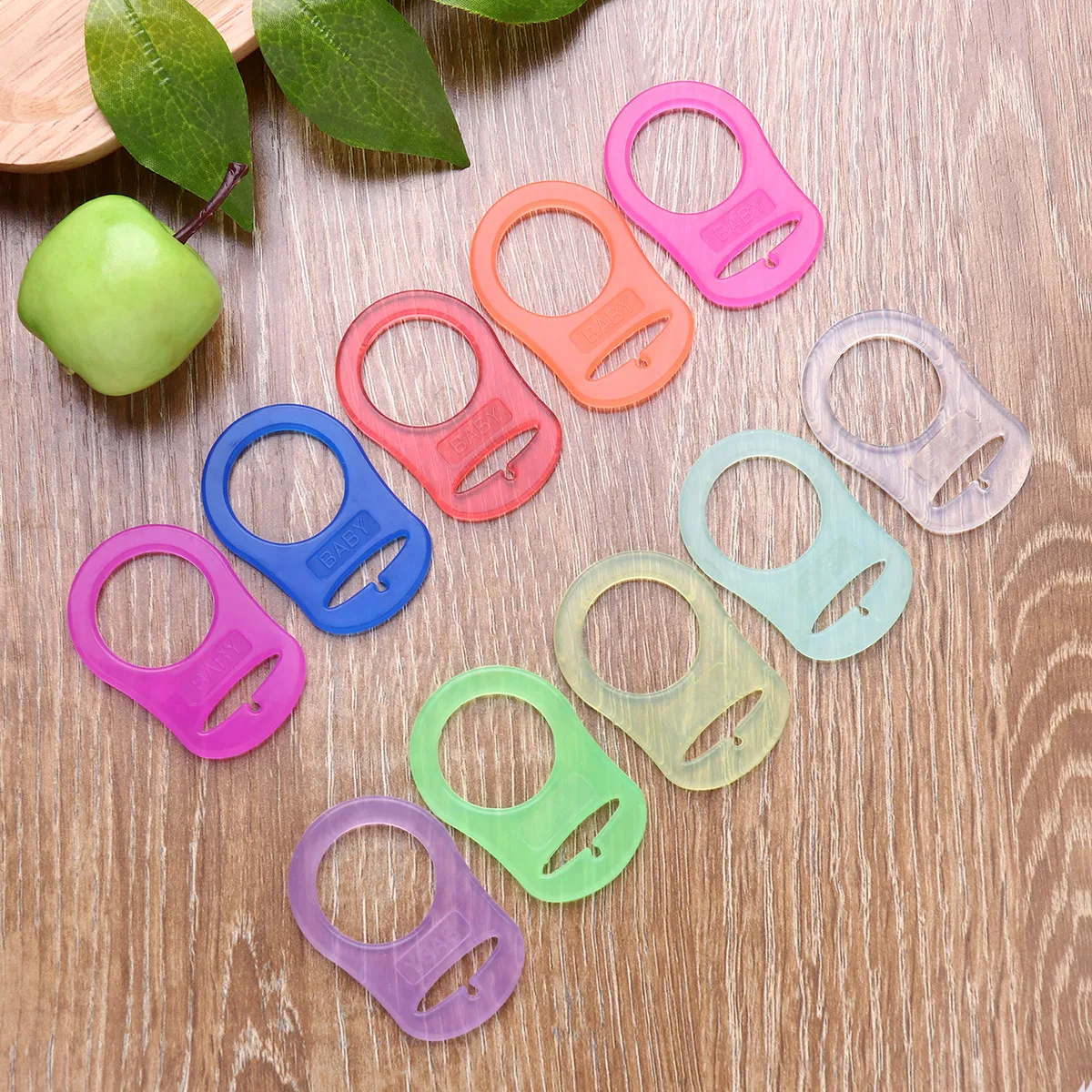 

10Pcs Silicone Baby Pacifier Clips Holder Rings Set in 10 Assorted Colors for Button Style Pacifiers