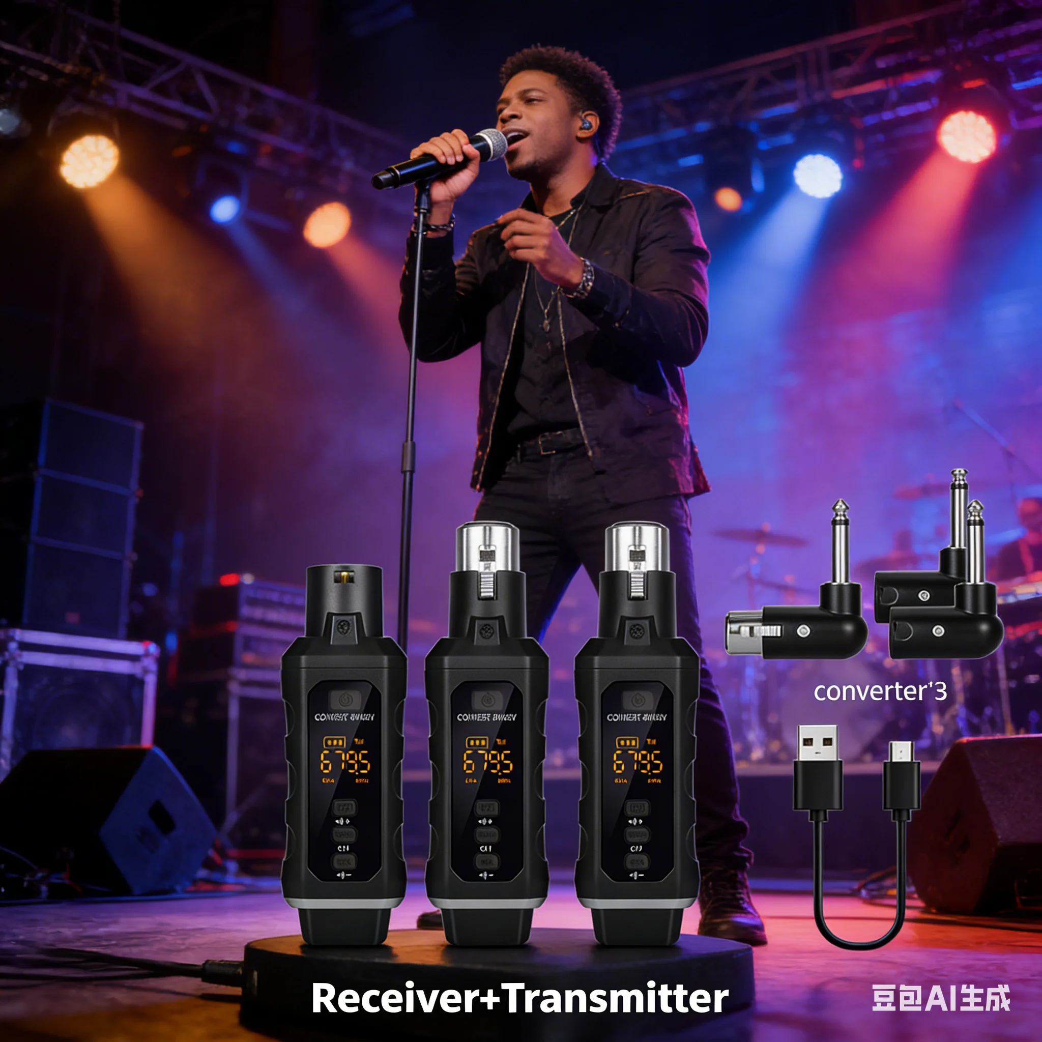 24ghz-ワイヤレスマイクシステム超低遅延-100-メートル範囲クリアワイヤレスマイク送信機受信機マイクアクセサリー