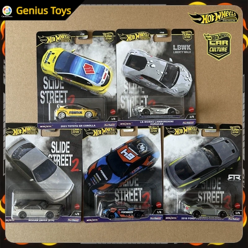 Hot Wheels Premium Car Culture Slide Street2 Nissan Lamborghini Toyota Ford Mustang 1:64 Automodell Legierung Sammlerfahrzeug Spielzeug