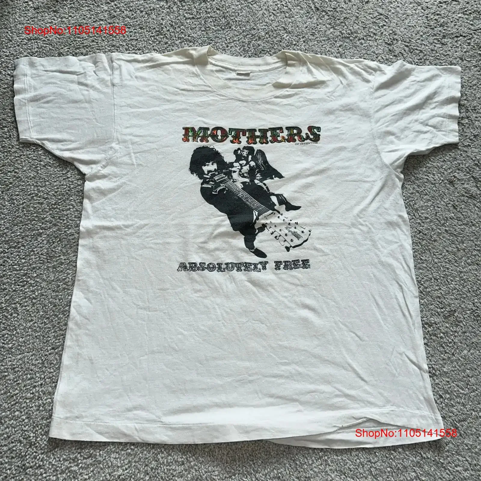 Vintage 80s Frank Zappa Mothers Of Invention Absolutely Free T Shirt Sz L Rare vintage Washed designer clothes Casual Stretched