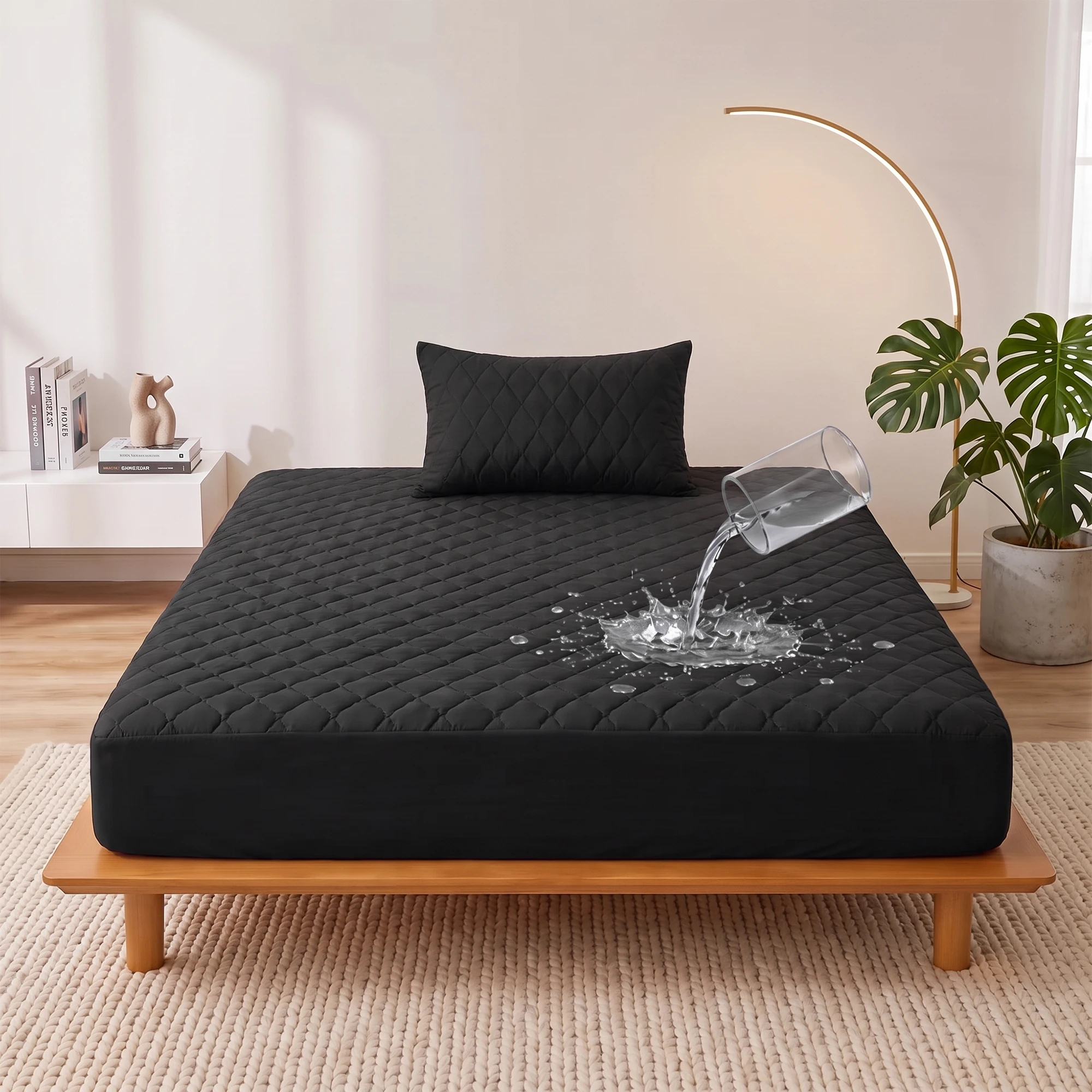 2 PCS Waterproof Quilted Mattress Protector, Thick Skin-Friendly Deep Pocket Bed Cover, Breathable Mattress Pad for Bedroom Bedding