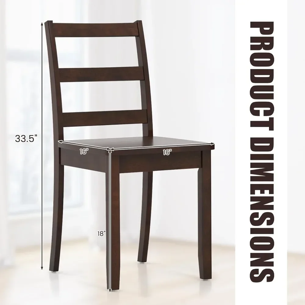 for Dining Chair Set of 4 with Ladder Back Solid Rubber Wood Legs & Non-Slip Food Pads, Space-Saving Armless Dining Chair