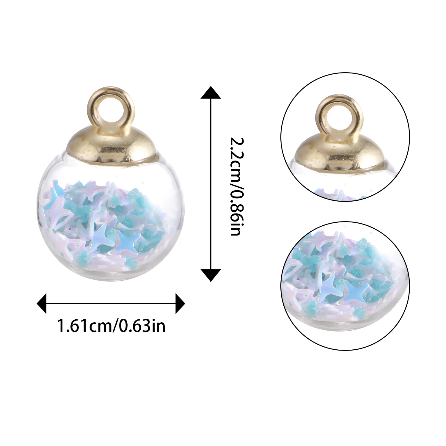 Kawaii Leuchtender Glasanhänger Fünfzackiger Stern Herzförmige Charms DIY Valentinstag Geburtstagsgeschenk Anhänger Zubehör – Detail 10