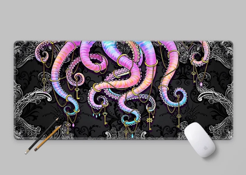 

Gothic Dark Style Octopus Mouse Pad Extra Large Thick Waterproof and Stain Resistant Natural Rubber Laptop Office Anime Computer