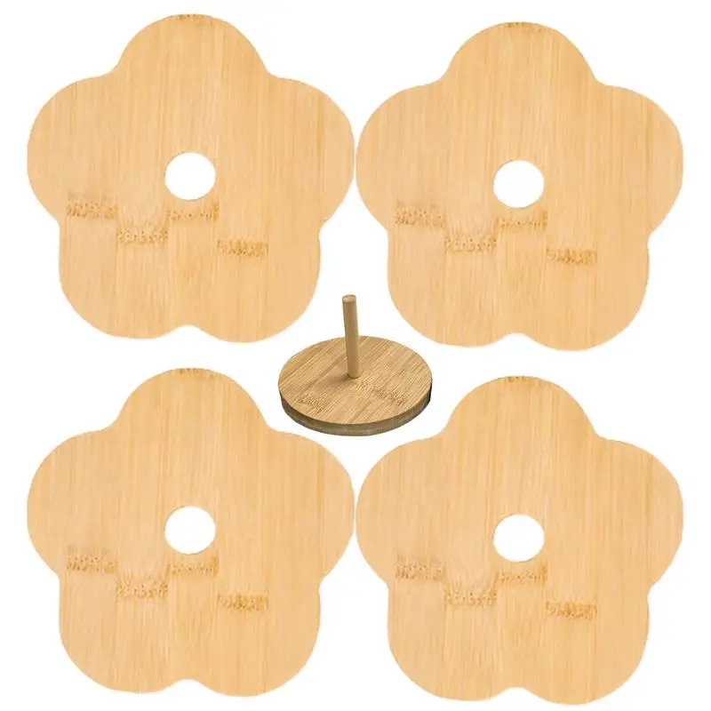 Wooden Coasters For Cups Flower Shaped Cup Holder Tea Mug Pad Reusable Coaster Rustic Wood Coasters Flower Drink Coaster